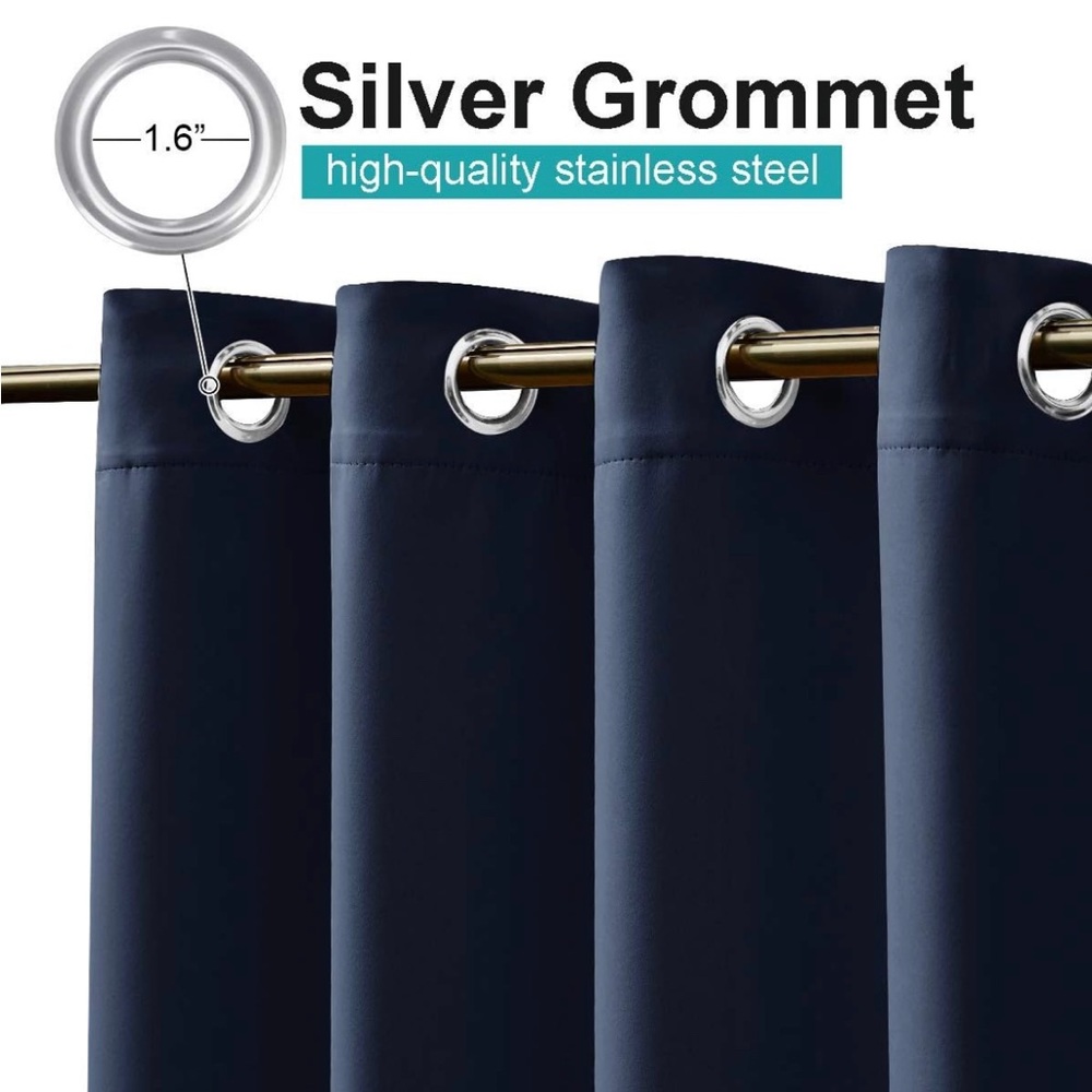 2 PANEL LIGHT BLOCKING NAVY BLUE WATERPROOF CURTAINS